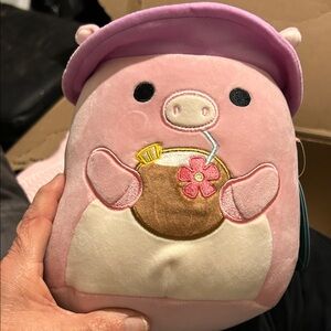 Squishmallow Pink Pig Plush Toy with Coconut Design Peter new